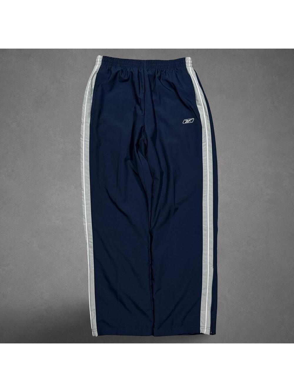 Vintage Reebok Navy Blue Baggy Wide Leg Track Pants Size M